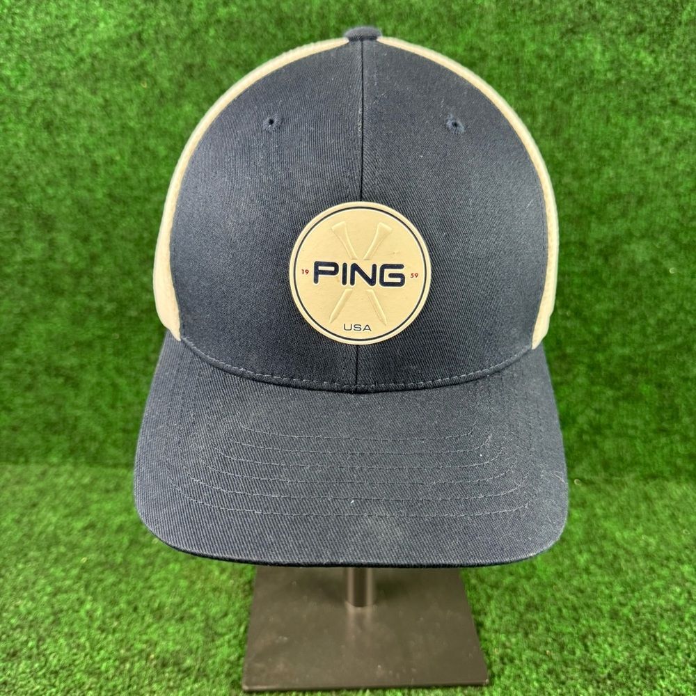 Ping Hat Cap Snap Back Blue Mesh Trucker Patch Golf Athletic Mens Flexfit 110